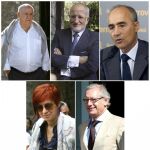 De izquierda a derecha y de arriba a abajo, fotografías de archivo de Amancio Ortega (Inditex), Juan Roig (Mercadona), Rafael del Pino (Ferrovial), Sandra Ortega (hija de Amancio Ortega) e Isaak Andic (Mango).