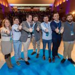Teodoro Garcia Egea y el presidente regional del PP, Fernando López Miras, en la clausura de la Intermunicipal que NNGG celebró el fin de semana en Murcia. LA RAZÓN