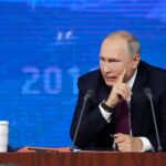 El presidente ruso, Vladimir Putin, durante su rueda de prensa anual en Moscú