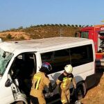 Furgoneta siniestrada en un accidente en la A-23 / Diputación de Zaragoza