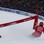 Marcel Hirscher momentos antes de cruzar la meta