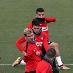 Griezmann entrenándose ayer