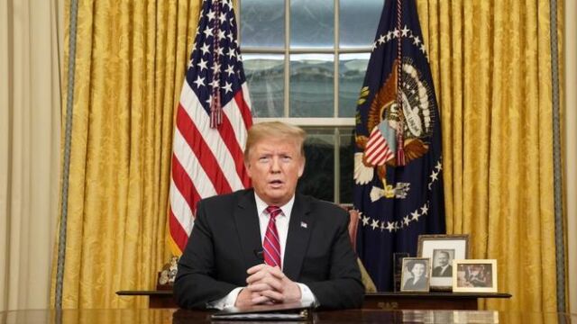 Donald Trump, durante su discurso televisado