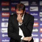 El capitán del Atlético, Diego Godín, durante su despedida