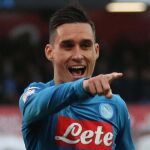 El español José Callejón celebra su gol hoy con el Nápoles ante el Hellas Verona FC de la liga italiana.