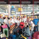 Los 13 voluntarios se hicieron esta foto en el aeropuerto poco antes de coger su vuelo hacia la India