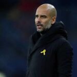 Pep Guardiola durante un partido con el Manchester City