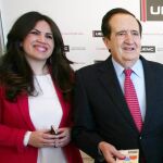 Juan José Lucas y la rectora de la UEMC, Imelda Rodríguez, en un curso anterior