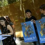 Mar Ampurdanès, y las diputadas de la CUP, Anna Gabriel, y Mireia Vehí durante la presentación de su campaña conjunta para el referéndum del 1 de octubre