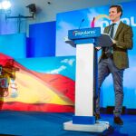 El líder del PP, Pablo Casado, participó ayer en un acto en Toledo / Efe
