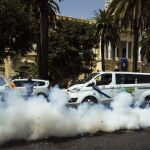 Concentración de taxistas, ayer en las calles de Málaga