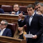 El líder de Cs, Albert Rivera, durante su intervención en la sesión de control al Gobierno. Efe