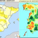 Anomalías de temperatura y precipitaciones acumuladas en agosto