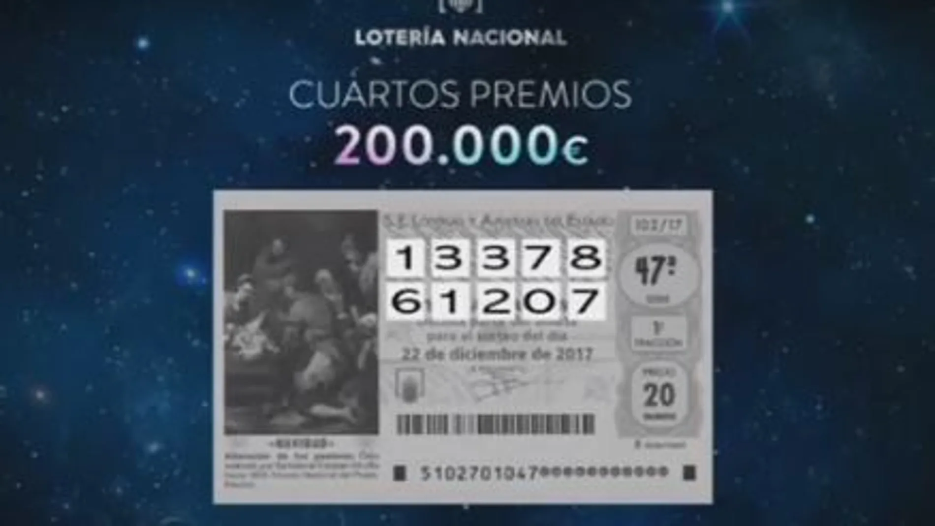 13.378 y 61.207, agraciados con los cuartos