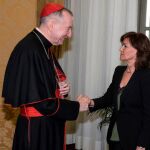 La vicepresidenta del Gobierno, Carmen Calvo, ha mantenido esta mañana una reunión con el secretario de Estado vaticano, Pietro Parolin, en la Ciudad del Vaticano. Foto Efe