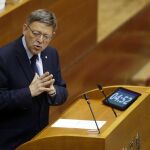 El presidente de la Generalitat, Ximo Puig, ayer en la sesión de control al Consell en Les Corts