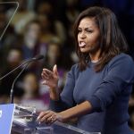 Michelle Obama durante el acto de campaña de Hillary Clinton en Manchester