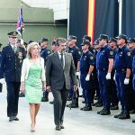 El director general de la Policía, Ignacio Cosidó, pasa revista junto a María José Salgueiro y Manuel Javier Peña Echevarría