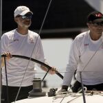 El Rey, a bordo del 'Aifos', durante la última jornada de la 36 Copa del Rey de vela Mapfre