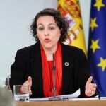 La ministra de Trabajo Magdalena Valerio, durante la rueda de prensa celebrada en el Palacio de la Moncloa tras el Consejo de Ministros.- EFE/Zipi