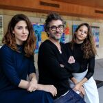 El autor francés Pascal Rambert, entre Irene Escolar y Bárbara Lennie (Foto: Manuel Olmedo)