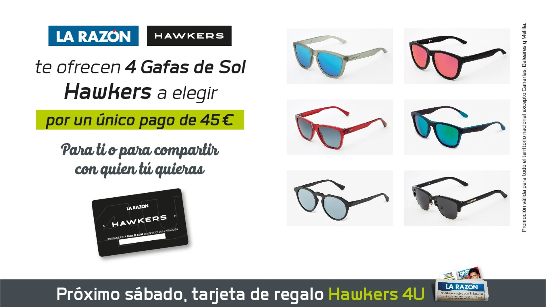 LA RAZÓN y Hawkers te ofrecen 4 gafas de sol Hawkers a elegir