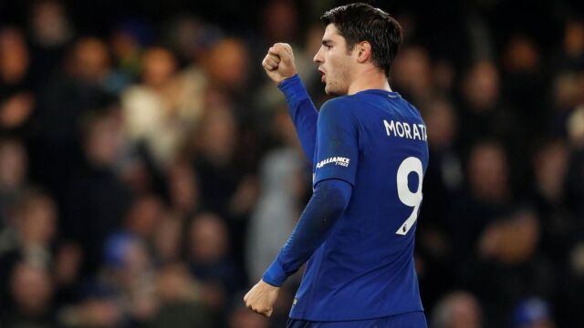 Álvaro Morata celebra el gol