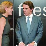 El presidente de FAES, José María Aznar, y Dolores de Cospedal, ayer.