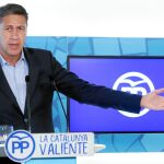 El líder del PPC, Xavier García Albiol, durante la rueda de prensa que ha ofrecido en la sede de su partido en Barcelona/ Efe