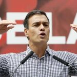 Pedro Sánchez, durante su intervención en la fiesta de la Rosa del PSC.