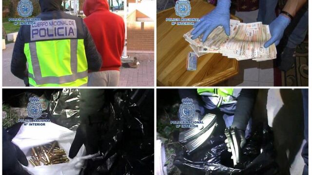Fotografías facilitadas por la Policía Nacional de la detención de uno de los dos supuesos yihadistas.