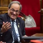 Quim Torra, hoy durante el pleno del Parlament. EFE/Quique García