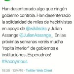 Durante la campaña, la franquicia española de este grupo, la llamada «Novena Legión», lanzó una amenaza con destapar determinados secretos que afectaban a gobiernos e instituciones. Pero no hubo nada