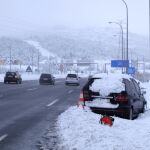 Imagen de la AP-6 hoy tras la nevada caída. Javier Fdez-Largo