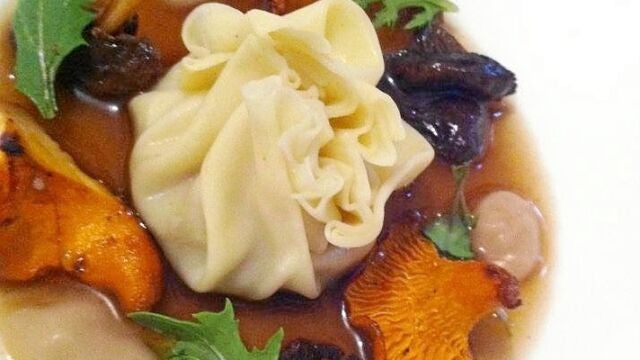 Dim sum de conejo, castañas y setas