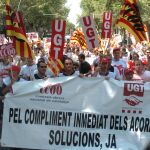 Funcionarios catalanes en una protesta para reivindicar sus derechos. Efe