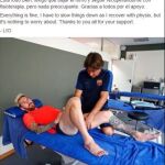 Messi durante una sesión de fisioterapia