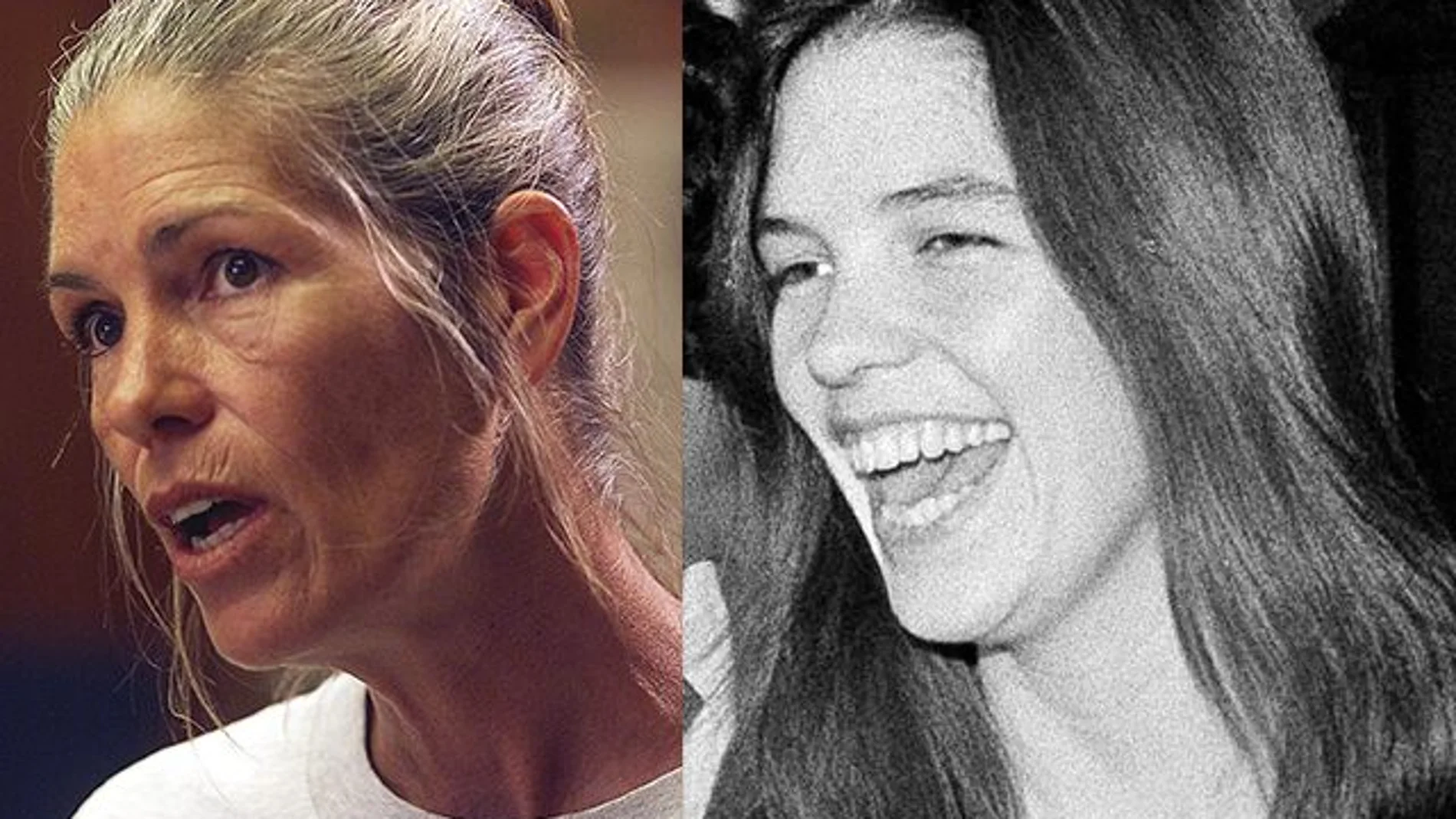 Leslie Van Houten, de 66 años, ha pedido la libertad condicional veinte veces en los 46 años que lleva presa. A la derecha, una imagen de Van Houten en 1970.