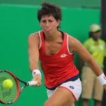 La española Carla Suárez Navarro ante la croata Ana Konjuh