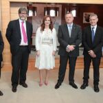 La presidenta de la Cortes de Castilla y León, Silvia Clemente, con representantes de la localidad burgalesa de Castrillo Mota de Judíos y una delegación de la localidad israelí Kfar Vradim