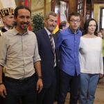 Pablo Iglesias, Julio Rodríguez, Íñigo Errejón y Carolina Bescansa, el año pasado.