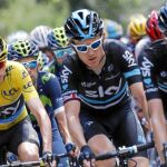 Poels, a la derecha, por delante de Thomas y Froome