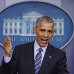 Barack Obama durante una rueda de prensa en la Casa Blanca, el pasado día 16