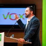 El presidente de Vox, Santiago Abascal, durante un acto en Teruel. EFE/ Antonio García