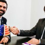 El president del Parlament, Roger Torrent, y el ex presidente de la Generalitat, Carles Puigdemont, en Bruselas
