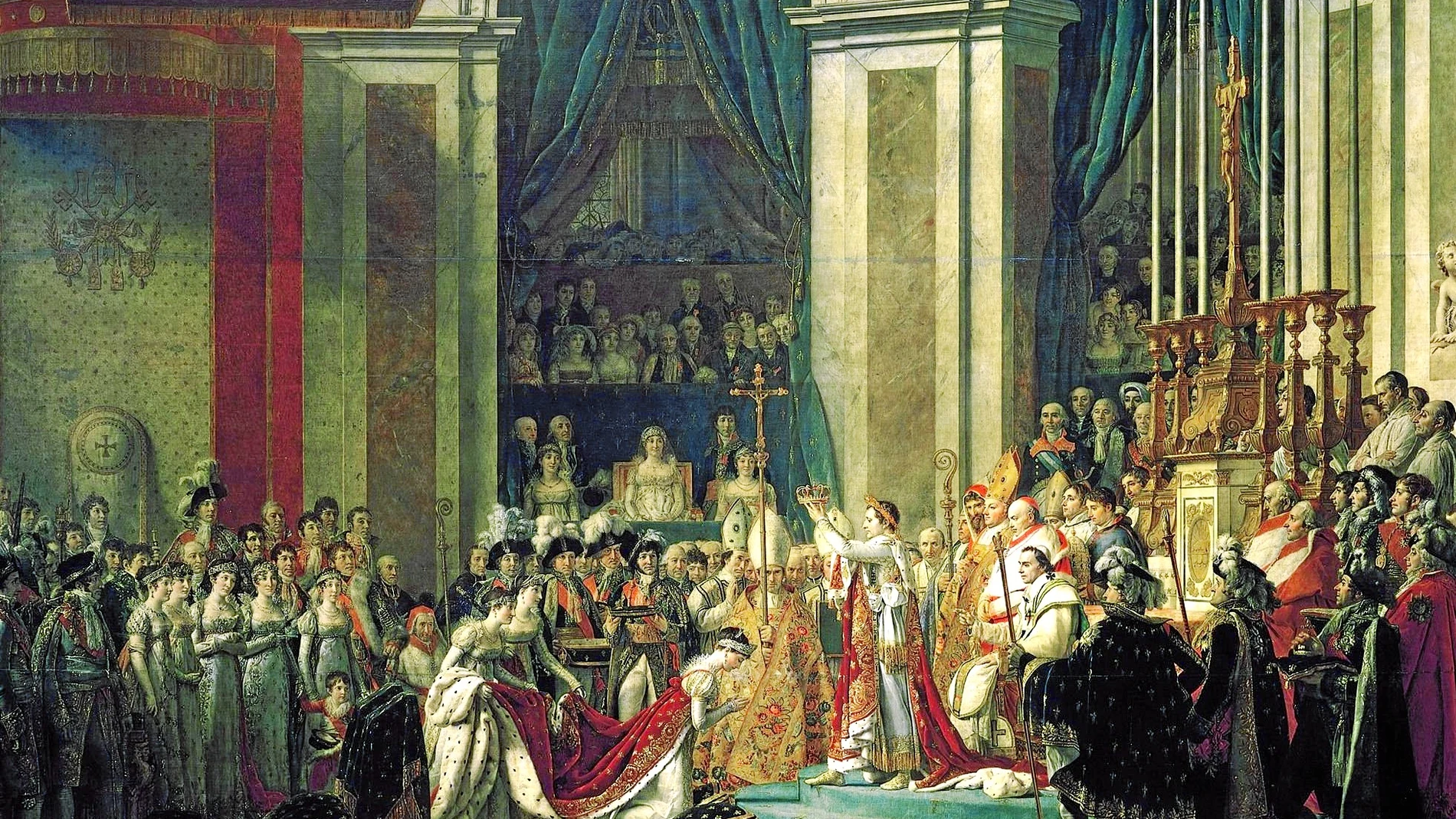 Coronación de Napoleón en la catedral en 1804. La pintura es de Jacques-Louis David