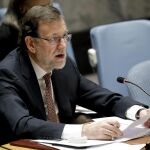 Mariano Rajoy durante la sesión del Consejo de Seguridad de la ONU