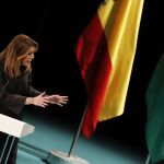 La presidenta de la Junta, la socialista Susana Díaz, en un momento de su intervención en el Teatro de la Maestranza de Sevilla