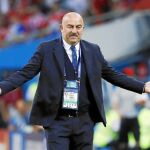 El seleccionador ruso, en un momento del partido de cuartos de final ante Croacia