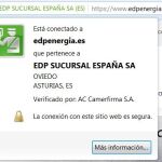 Uno de los pantallazos de la nueva campaña de «phishing» con EDP